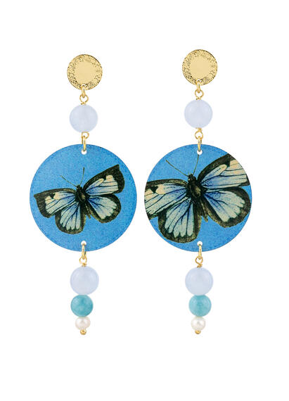 Orecchini Farfalla Celeste Sfumato Perla - Lebole Maison