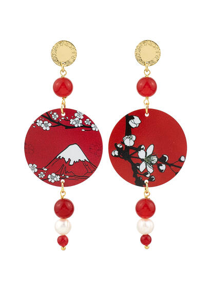 Orecchini Monte Fuji Rubino Perla - Lebole Maison