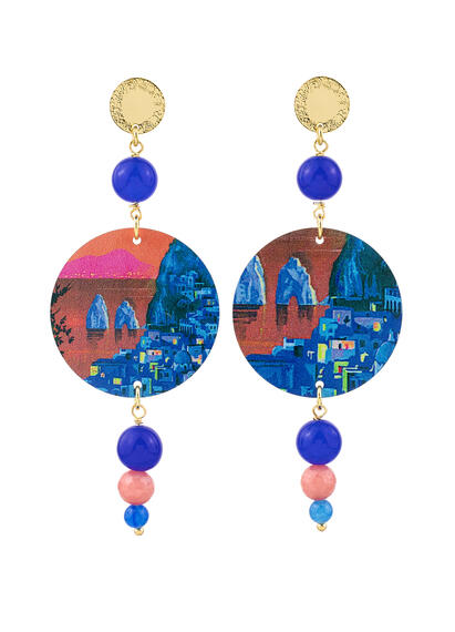 Orecchini Capri Blu Rosa Sfaccettato Azzurro - Lebole Maison