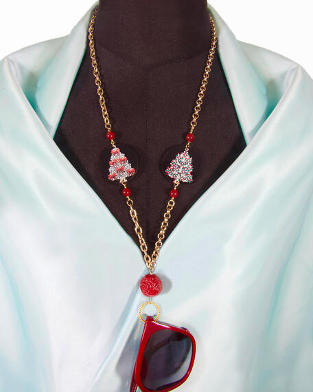 Catena Per Occhiali Albero Di Natale Classico Rubino - Lebole Maison