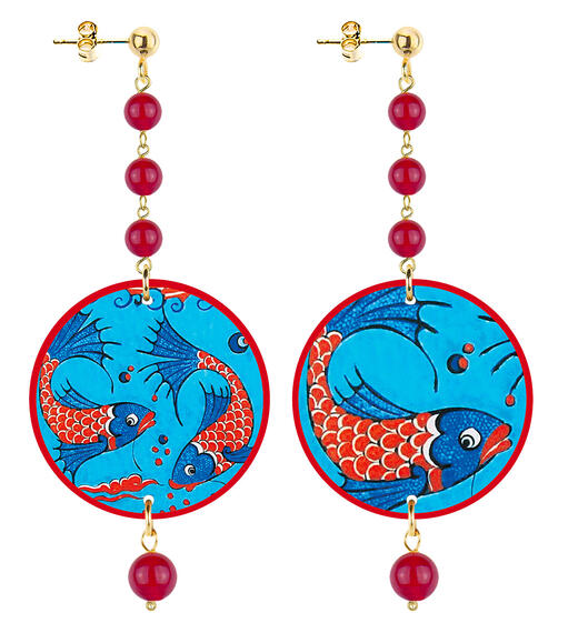 Orecchini Pesci Rossi Piccolo Lungo Rubino - Lebole Maison