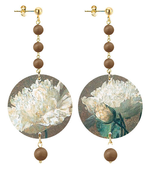 Orecchin Fiore Bianco Piccolo Lungo Marrone - Lebole Maison