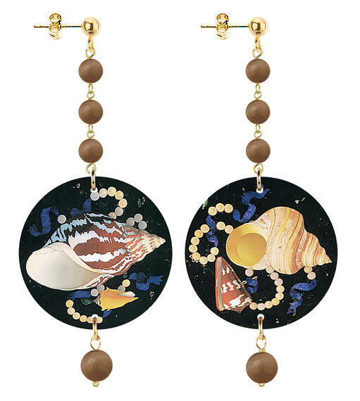 Orecchin Conchiglie Piccolo Lungo Marrone - Lebole Maison