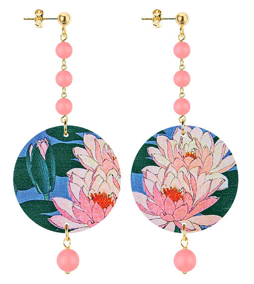 Orecchin Fiore Rosa Piccolo Lungo Rosa Sfumato - Lebole Maison