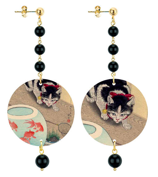 Orecchin Gatto Piccolo Lungo Nero - Lebole Maison