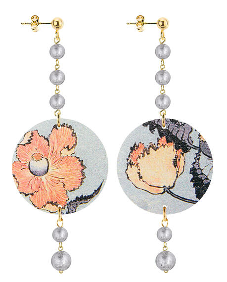 Orecchin Fiore Arancio Piccolo Lungo Grigio - Lebole Maison