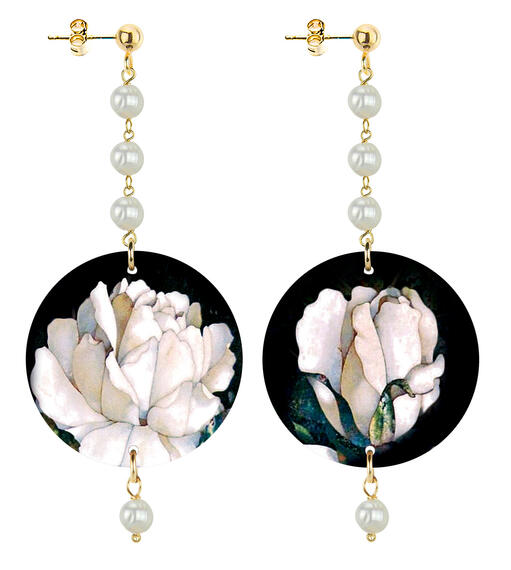 Orecchin Fiore Bianco Piccolo Lungo Perla - Lebole Maison