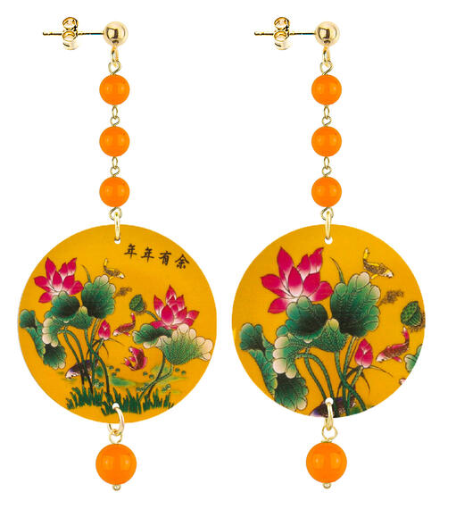 Orecchin Fiore Rosso Piccolo Lungo Ambra - Lebole Maison