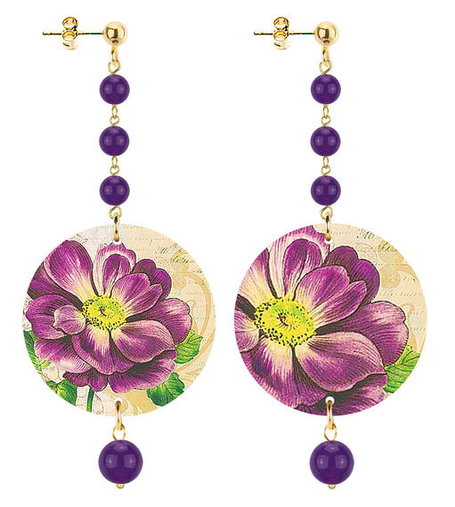 Small Long Purple Flower Earrings - Lebole Maison