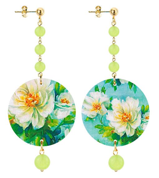 Orecchin Fiore Bianco Piccolo Lungo Verde Prato - Lebole Maison