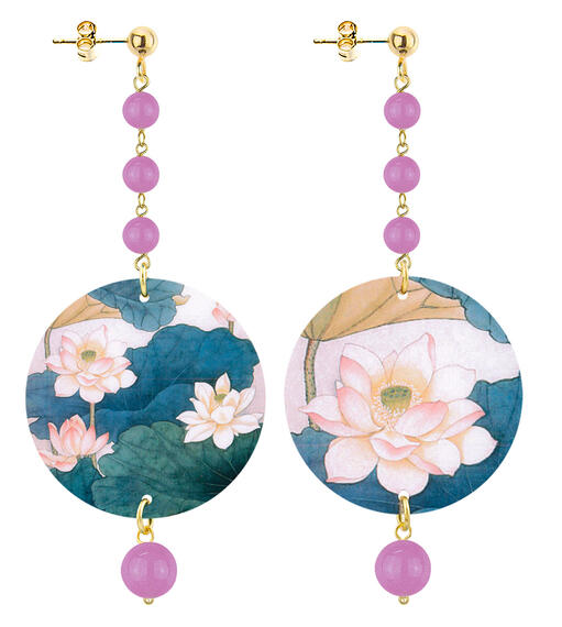 Orecchin Fiore Bianco Piccolo Lungo Viola Chiaro - Lebole Maison