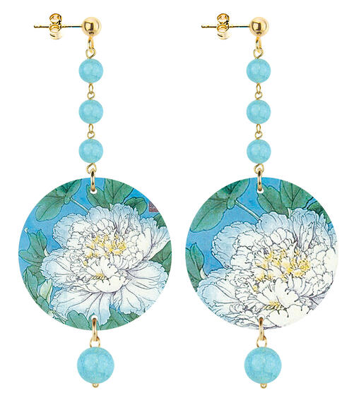 Orecchin Fiore Bianco Piccolo Lungo Celeste Sfumato - Lebole Maison