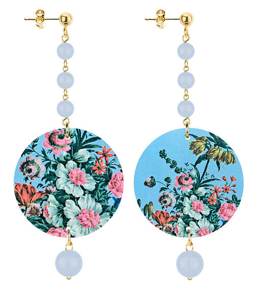 Orecchin Fiori Rosa Piccolo Lungo Celeste - Lebole Maison