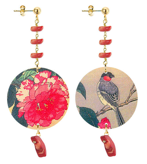 Orecchin Fiore Rosso Piccolo Lungo Corallo - Lebole Maison