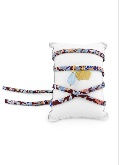 Bracciale/collana Tessuto Fiori Corona Celeste - Lebole Maison