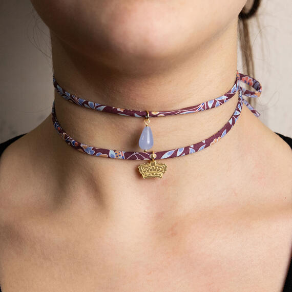 Bracciale/collana Tessuto Fiori Corona Celeste - Lebole Maison