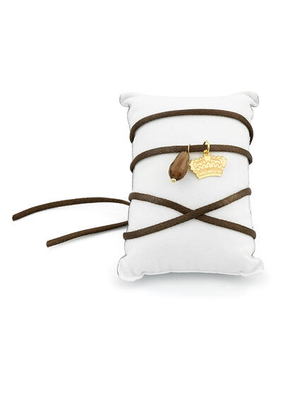 Bracciale Tessuto Corona Marrone - Lebole Maison