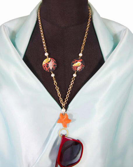 Small Pearl Shell Glasses Chain - Lebole Maison