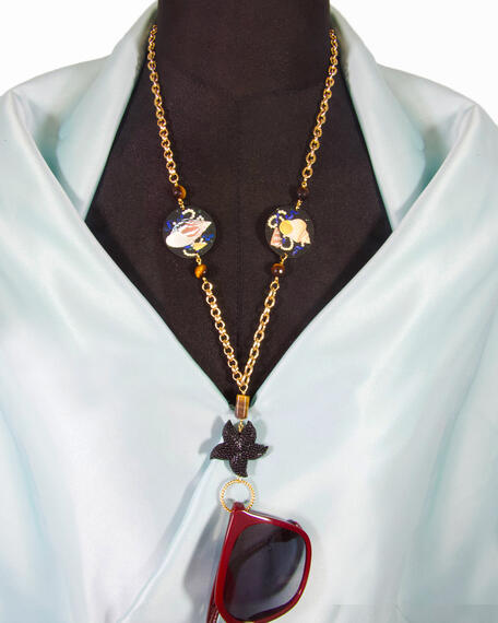 Catena Per Occhiali Conchiglie Piccolo Nero - Lebole Maison