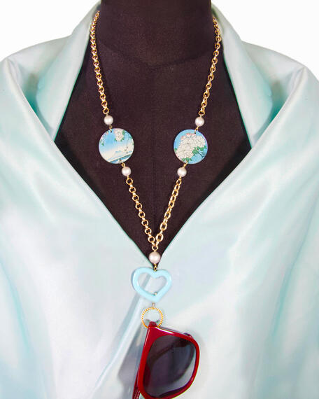 Small Pearl White Flowers Glasses Chain - Lebole Maison