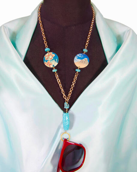 Small Sky Blue Landscape Glasses Chain - Lebole Maison