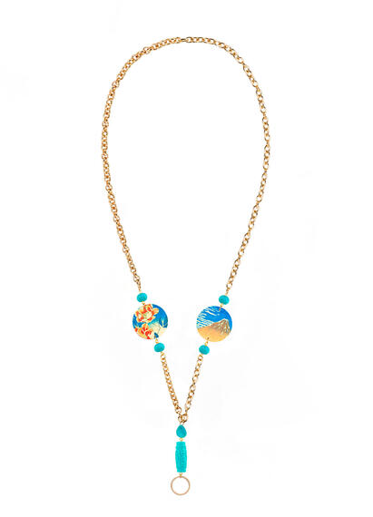 Small Sky Blue Landscape Glasses Chain - Lebole Maison