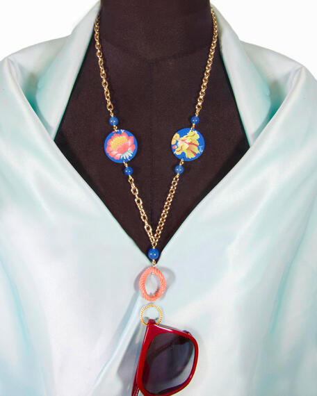 Small Blue Flower Glasses Chain - Lebole Maison