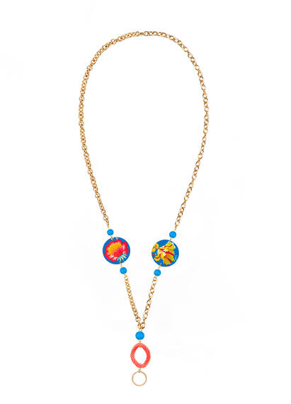 Small Blue Flower Glasses Chain - Lebole Maison