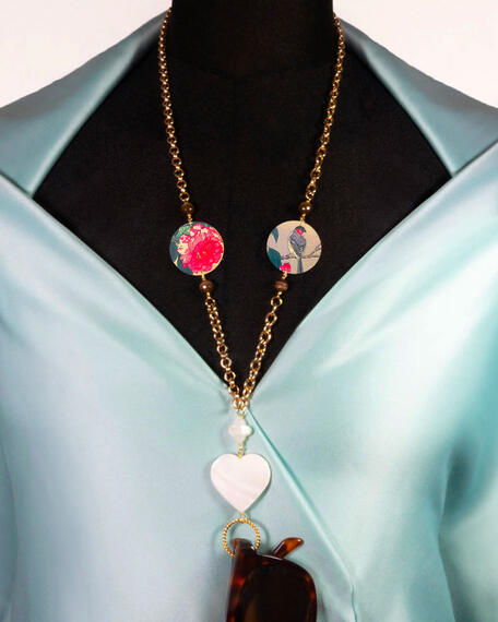 Catena Per Occhiali Fiore E Uccellino Piccolo Marrone - Lebole Maison