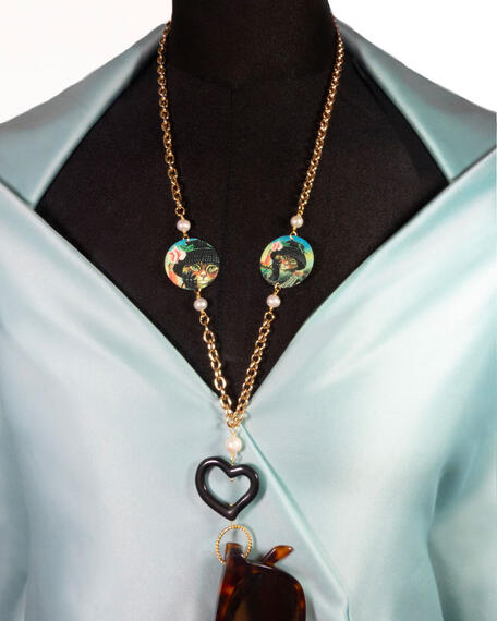 Catena Per Occhiali Gatto Con Cappello Piccolo Perla - Lebole Maison