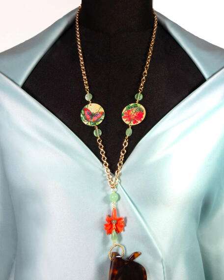 Small Gray Poppy Eyeglass Chain - Lebole Maison