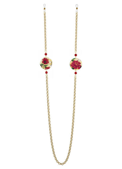 Catena Per Occhiali Fiore Rosso Piccolo Rubino - Lebole Maison