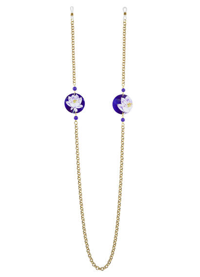 Small Purple White Lotus Glasses Chain - Lebole Maison