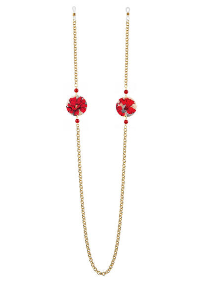 Catena Per Occhiali Fiore Rosso Piccolo Rubino - Lebole Maison