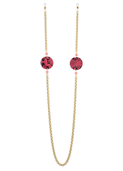 Catena Per Occhiali Pitonato Piccolo Rosa Sfumato - Lebole Maison