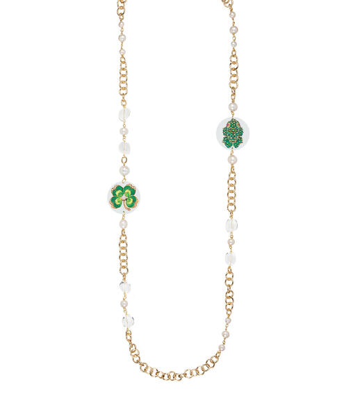 Lebolina Classic Necklace Frog And Four-leaf Clover - Lebole Maison
