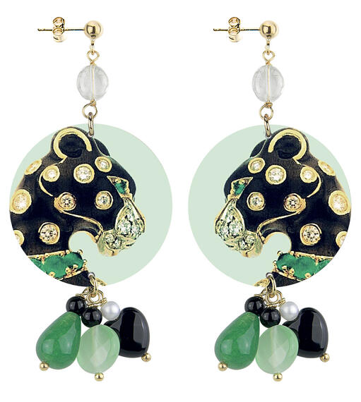 Orecchini Pantera Nera Classico Trasparente - Lebole Maison