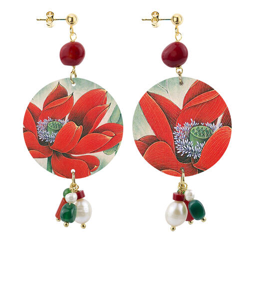 Orecchini Fiore Rosso Classico Rubino - Lebole Maison