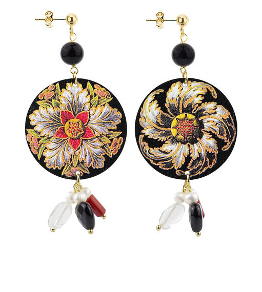 Orecchini Fiore Bianco Classico Nero - Lebole Maison