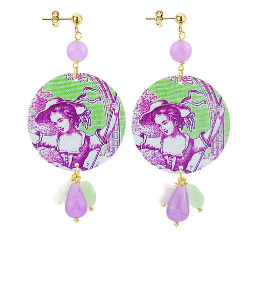 Orecchini Toile De Jouy Classico Rosa - Lebole Maison