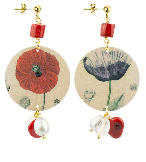 Orecchini Fiori Rosso E Viola Classico Rubino - Lebole Maison
