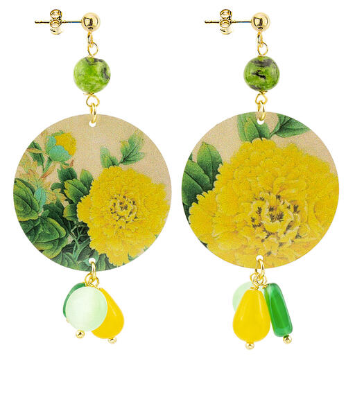 Orecchini Fiori Giallo Classico Verde - Lebole Maison