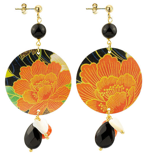 Orecchini Fiore Rosso Classico Nero - Lebole Maison