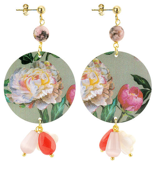 Orecchini Fiori Bianco E Rosa Classico Rosa - Lebole Maison