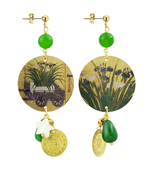 Orecchini Fiori Fondo Oro Piccolo Verde - Lebole Maison