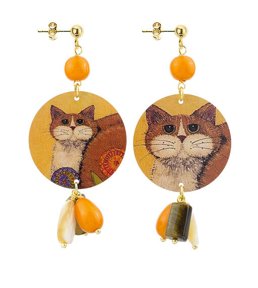 Orecchini Gatto Piccolo Arancione - Lebole Maison