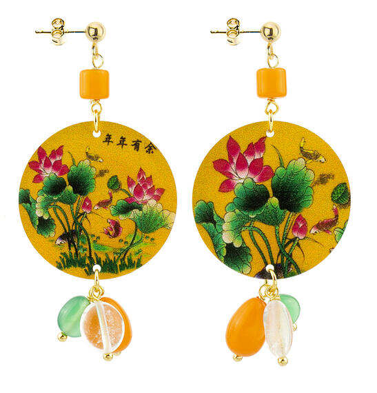 Orecchini Fiori Colorati Piccolo Arancione - Lebole Maison