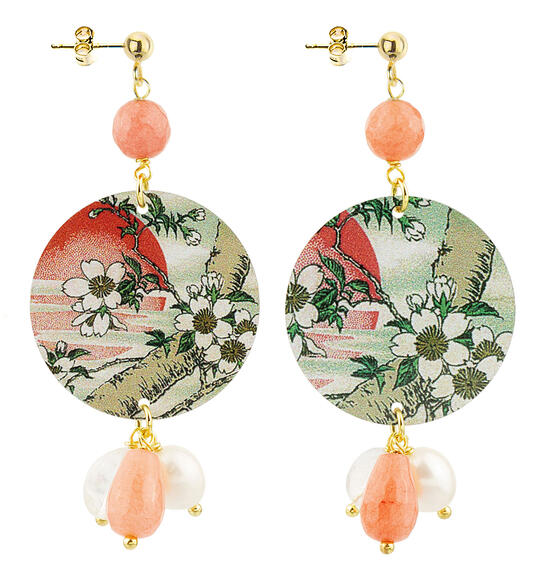 Orecchini Fiori Bianchi Piccolo Rosa Sfumato - Lebole Maison