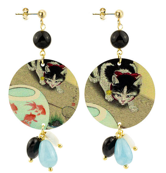 Orecchini Gatto Piccolo Nero - Lebole Maison