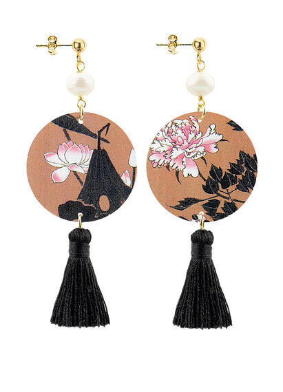 Orecchini Circle Piccolo Monte Fuji Nappa Nera - Lebole Maison